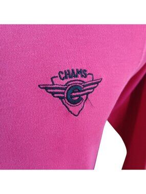 Vintage T-shirt Single Stitch Medium 80's Chams Hot Pink Long Sleeve Logo